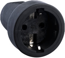 Skjøtekontakt gummi m/jord svart